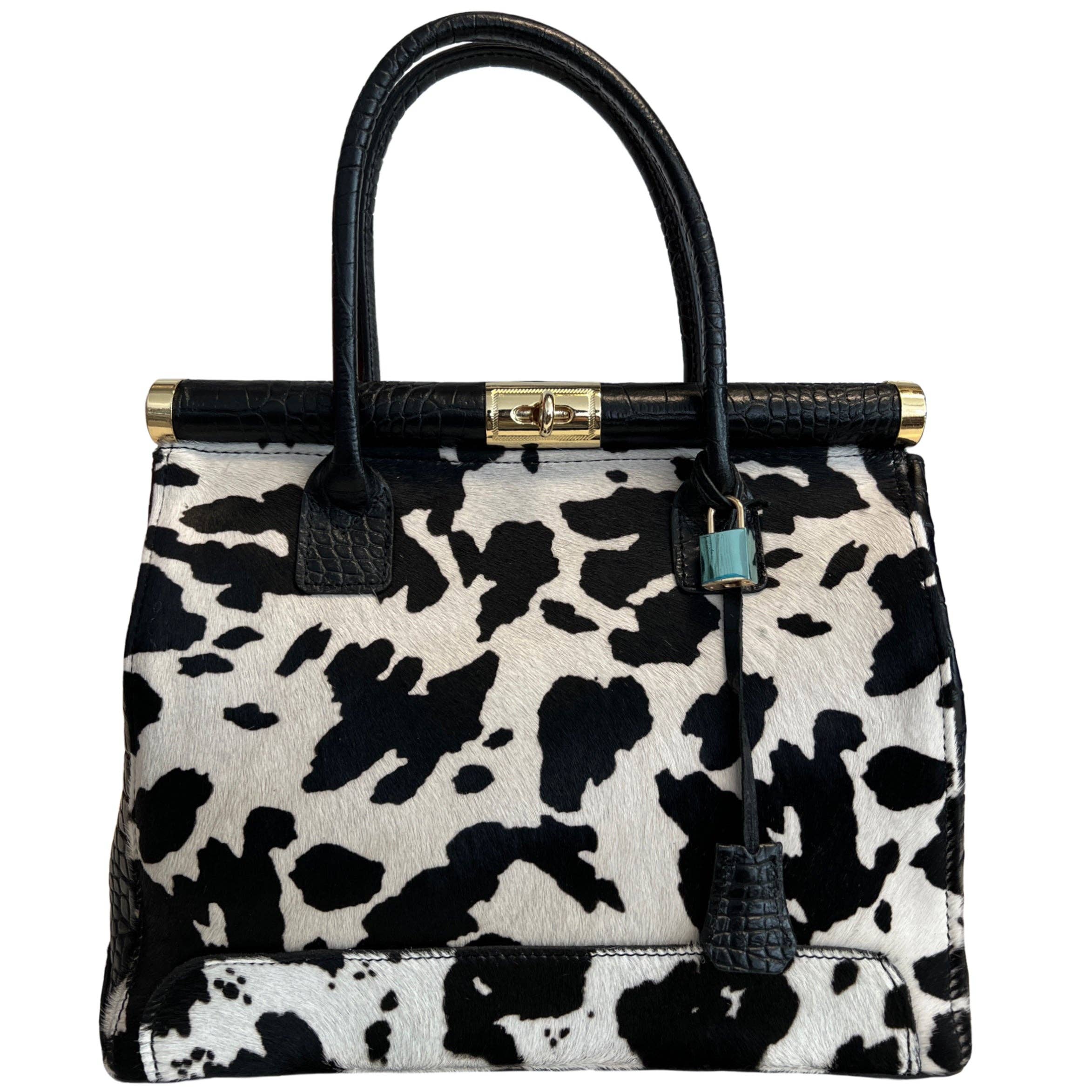 MODARNO – Engroshandel Taske med håndtag – til kvinder – Ægte håndtaske i kokoslæder med ægte ponyhår - model Firenze11