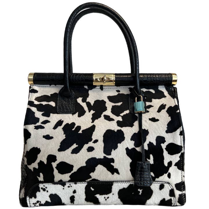 MODARNO – Engroshandel Taske med håndtag – til kvinder – Ægte håndtaske i kokoslæder med ægte ponyhår - model Firenze11