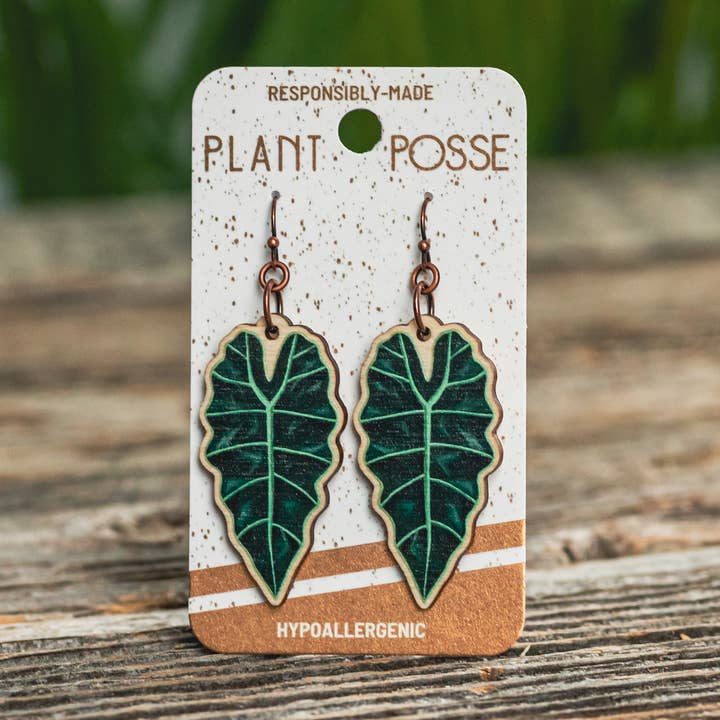 Plant Posse - Venta al por mayor Pendientes colgantes - Pendientes colgantes con planta de máscara africana0