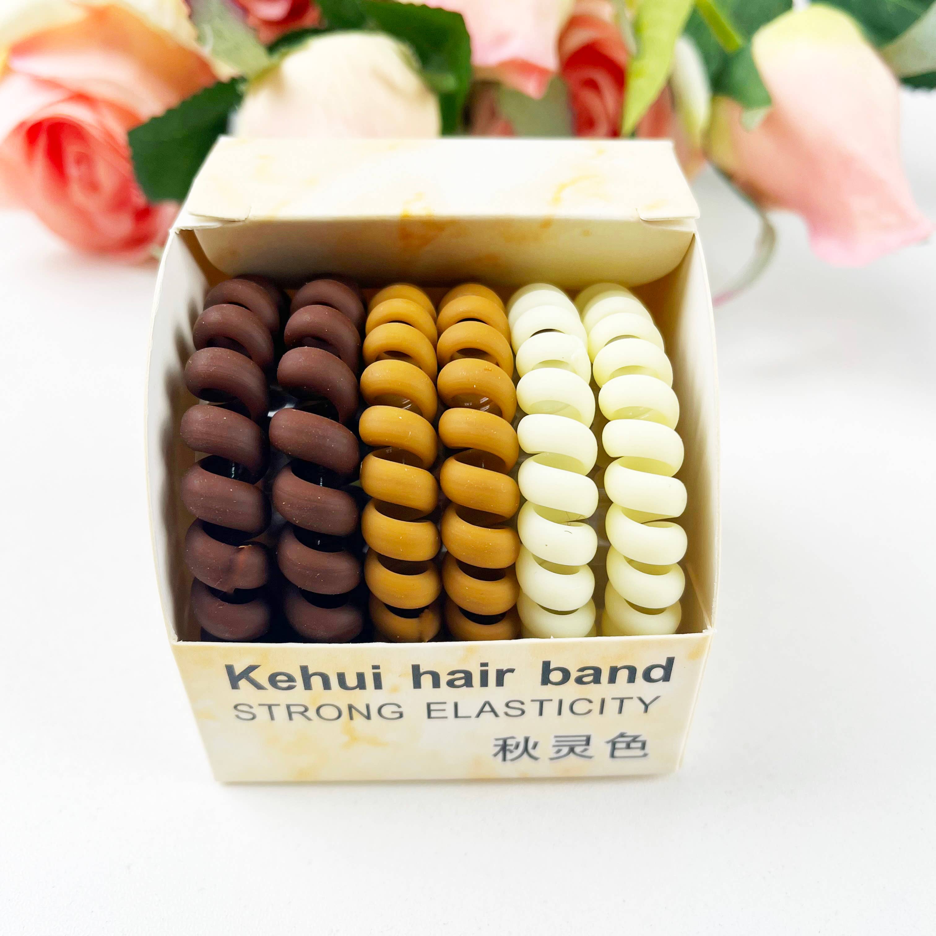 SoapElenGlen - Wholesale Hair Tie - Matte Multicolor Boxed Phone Cord Hair Tie1