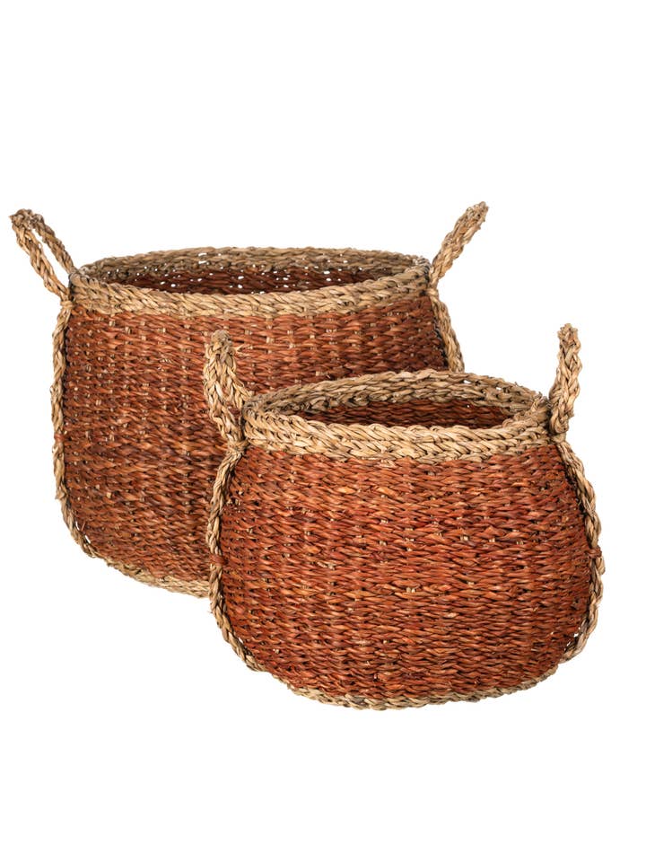 Pair Of Earth Red Baskets for wholesale by Shoeless Joe Ltd