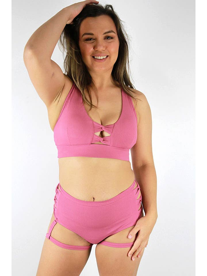 Sasha Mid Waist Garter Short - Dusty Pink for wholesale on Faire2