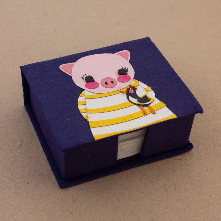 Mr. Ellie Pooh - Wholesale Stationery/Notecard Set - Note Box Paula the Pig Dark Blue