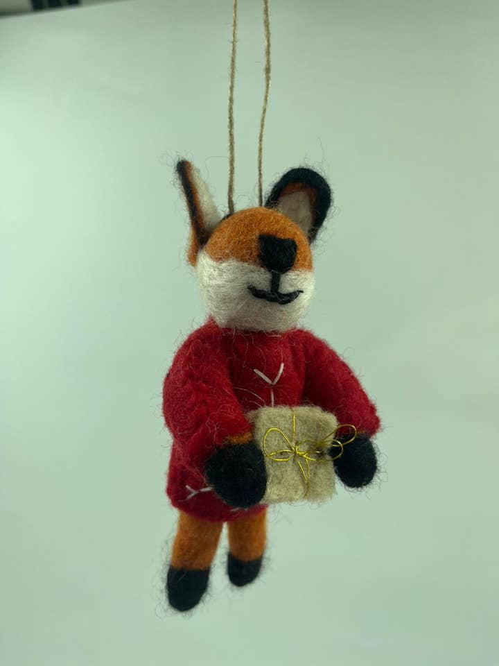 Zorro de Fieltro Hecho a Mano con Decoración/Adorno de Regalo para venta al por mayor de Funky Yak Ltd