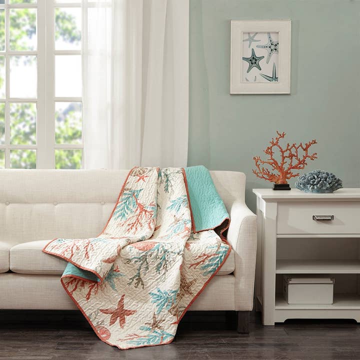 Coastal Coral Oversized 50x70" Quilted Throw Blanket for wholesale by Olliix