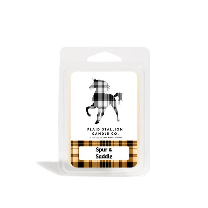 Éperon et selle pour la vente par The Plaid Stallion Candle Co