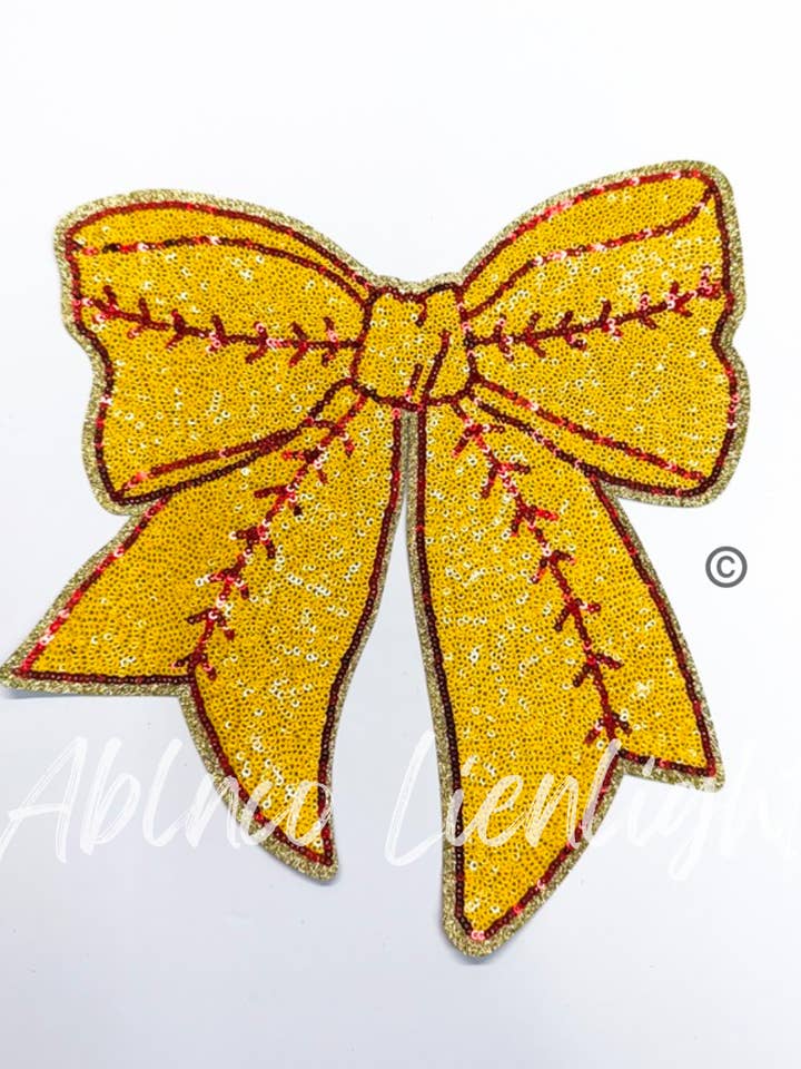 Softball Sequins Bow Patch - Big for wholesale by ABLNco