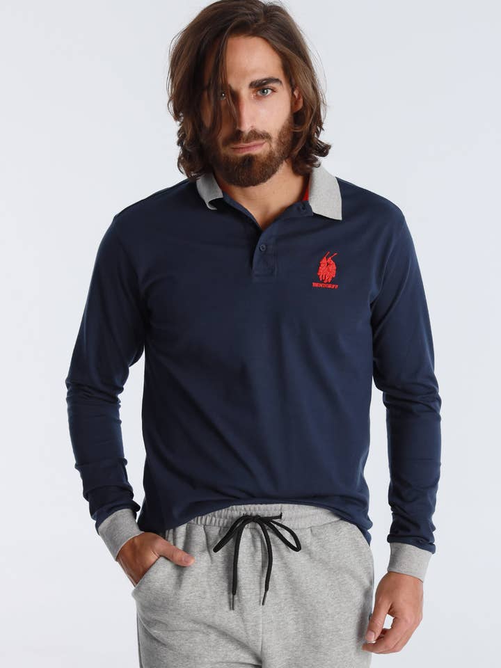 BENDORFF - Langærmet Polo Shirt - Blå - Max30 - Mænd for engroshandel hos PAUSANT SHOP ONLINE