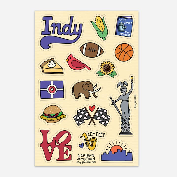 Indianapolis Sticker Sheet for wholesale by By Jean Elise