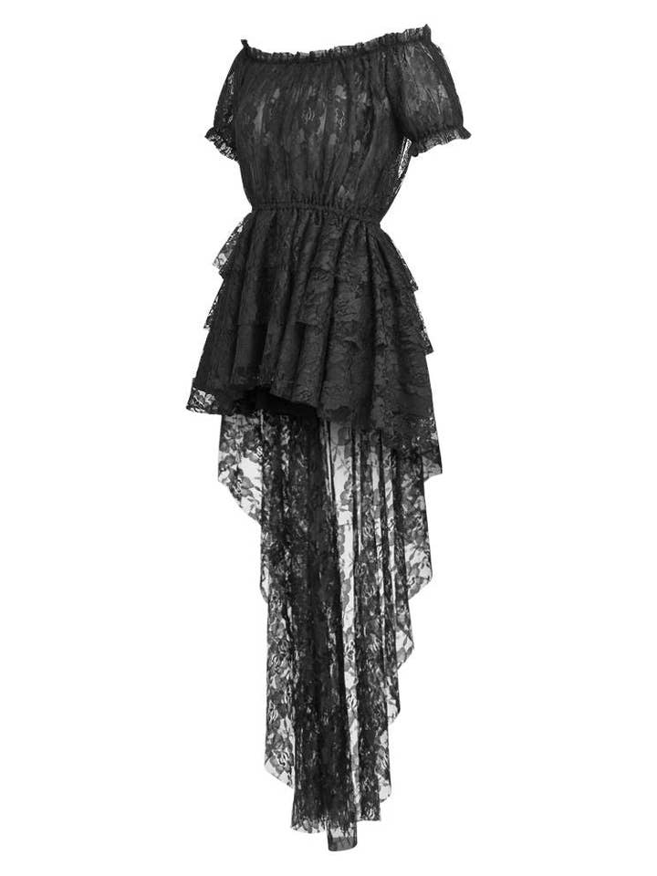 Daisy Corsets - Vente Robe – femme - Robe haute basse en dentelle noire1