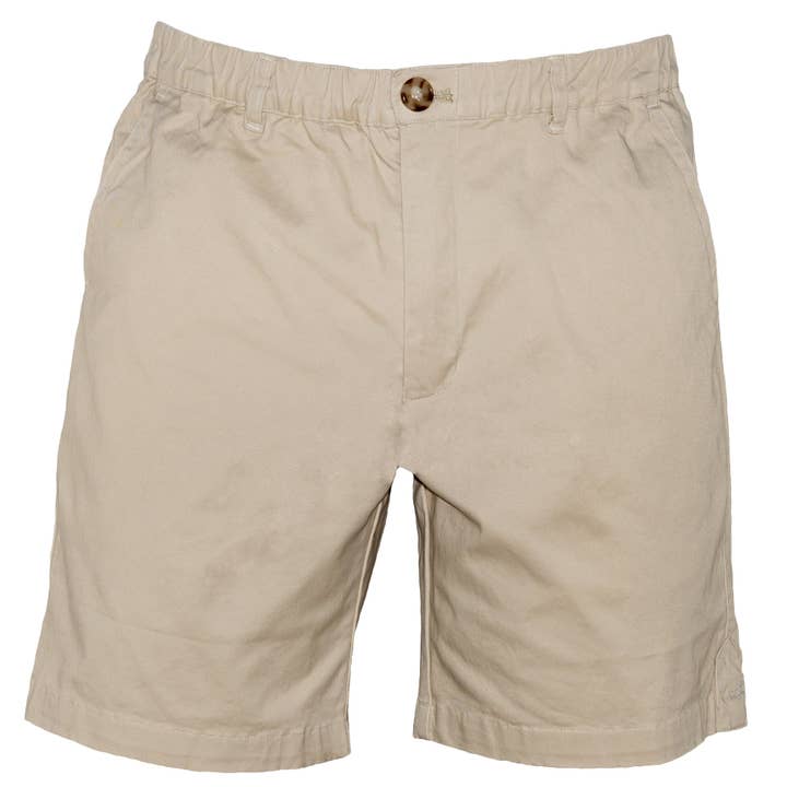 Khaki 7" Stretch Shorts for wholesale by Meripex Apparel