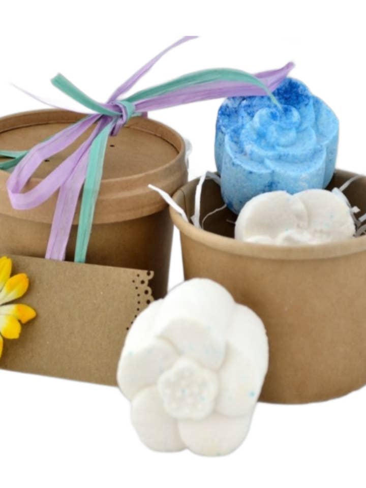 Bath Bomb Gift Box, Two Essential Oil Bath Bombs in a Gift Box - Vegan - SLS Free - Cruelty Free - Plastic Free for wholesale by The Stuff I Love