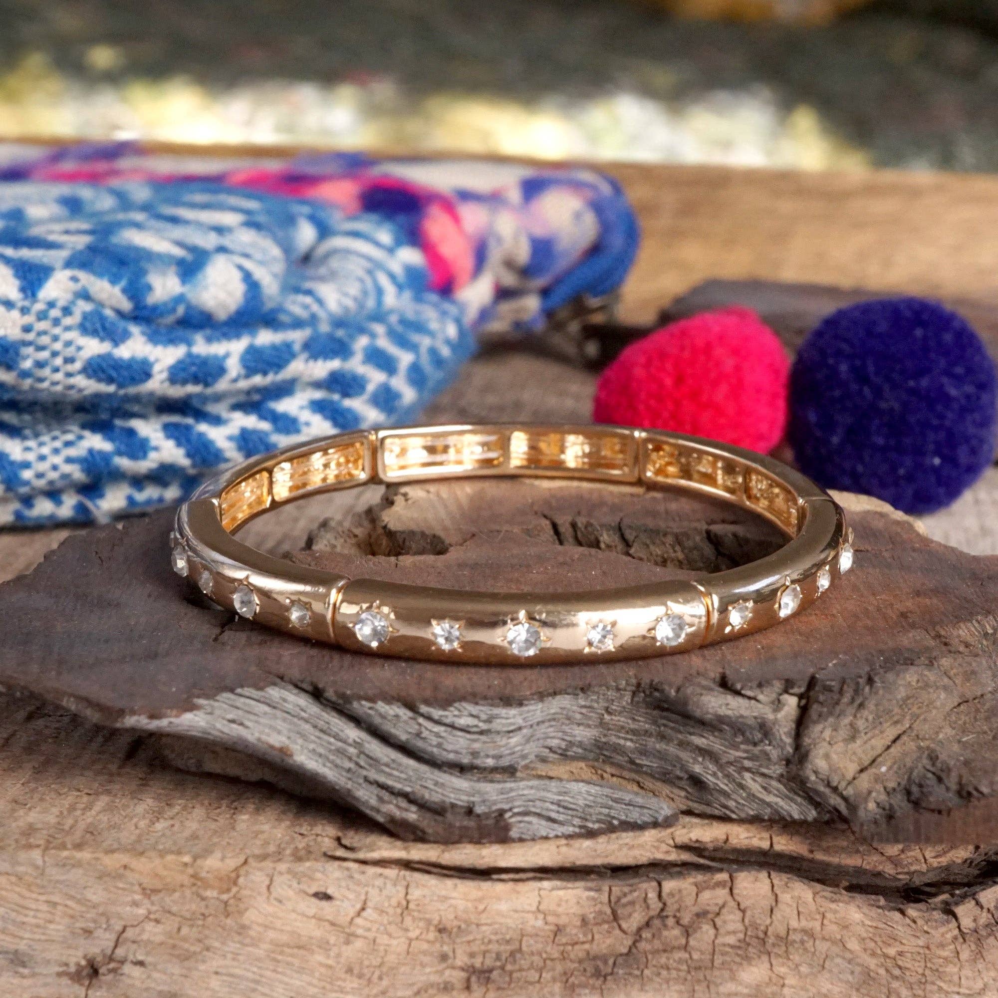 PennyLine inc - Wholesale Bangle Bracelet - Gold-Tone Eternity Stretch Bangle – Pearls, Turquoise, or Crystals22