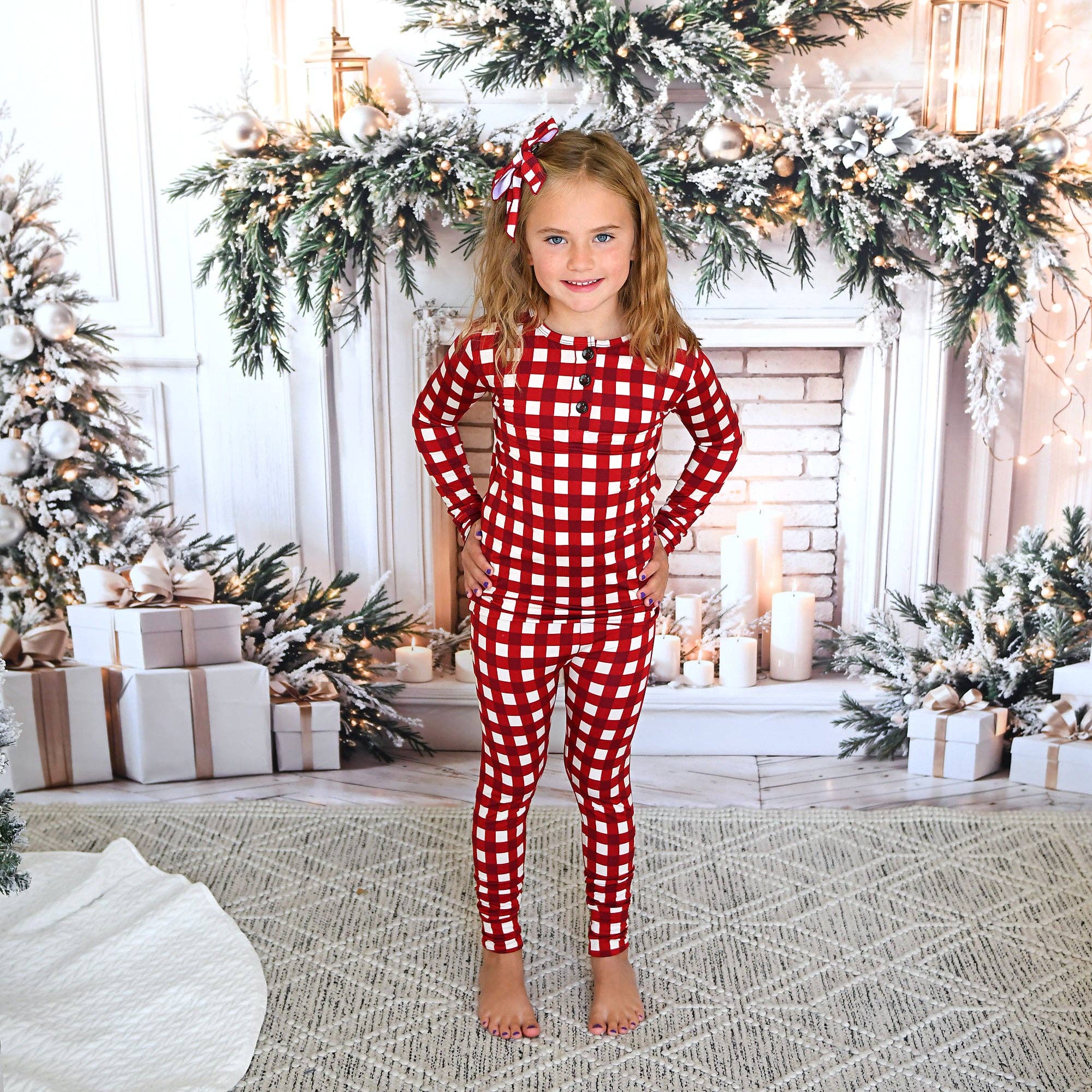 Gigi and Max – Großhandel Schlafanzug-Set – Kinder – Emery Kariertes ZWEITEILIGES Passendes Weihnachts-Pyjama-Set für Kleinkinder6