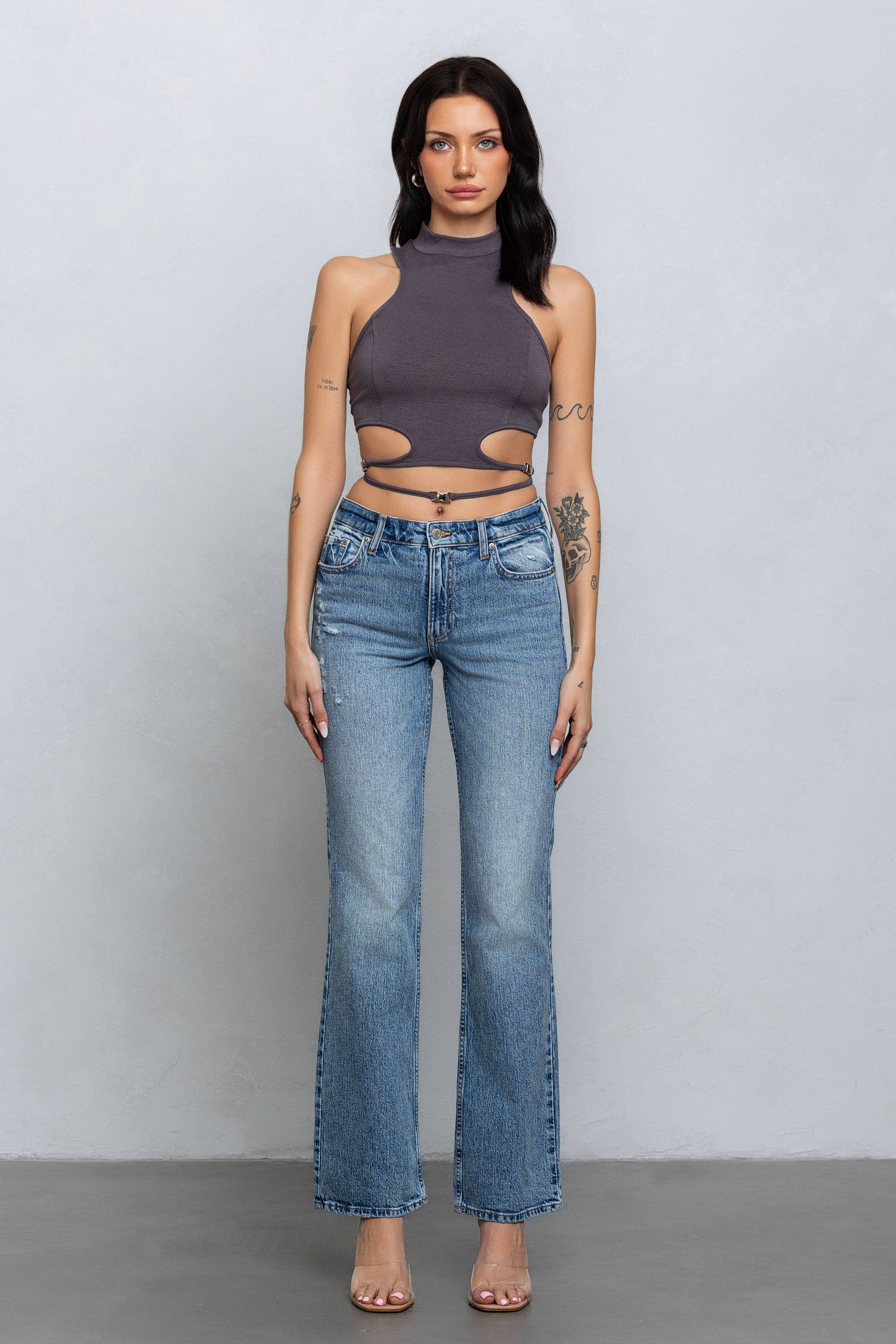 No Vacancy - Wholesale Tank Top - Women's - Crop jersey cut out tank top w/ clasp tie detail3