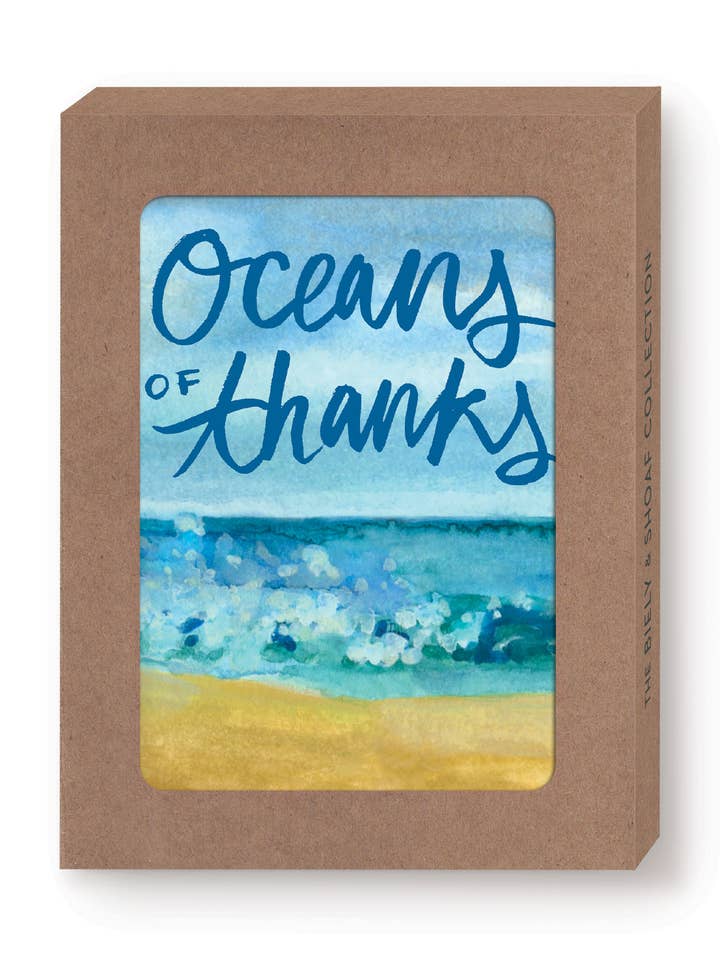 Tarjeta de notas en caja Oceans Of Thanks, juego de 10 para venta al por mayor de Biely & Shoaf
