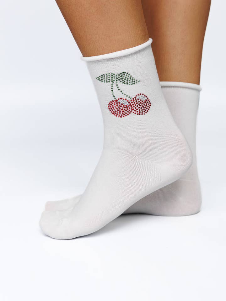 KATOENEN KERSEN KRISTAL SOKKEN voor wholesale door limlim