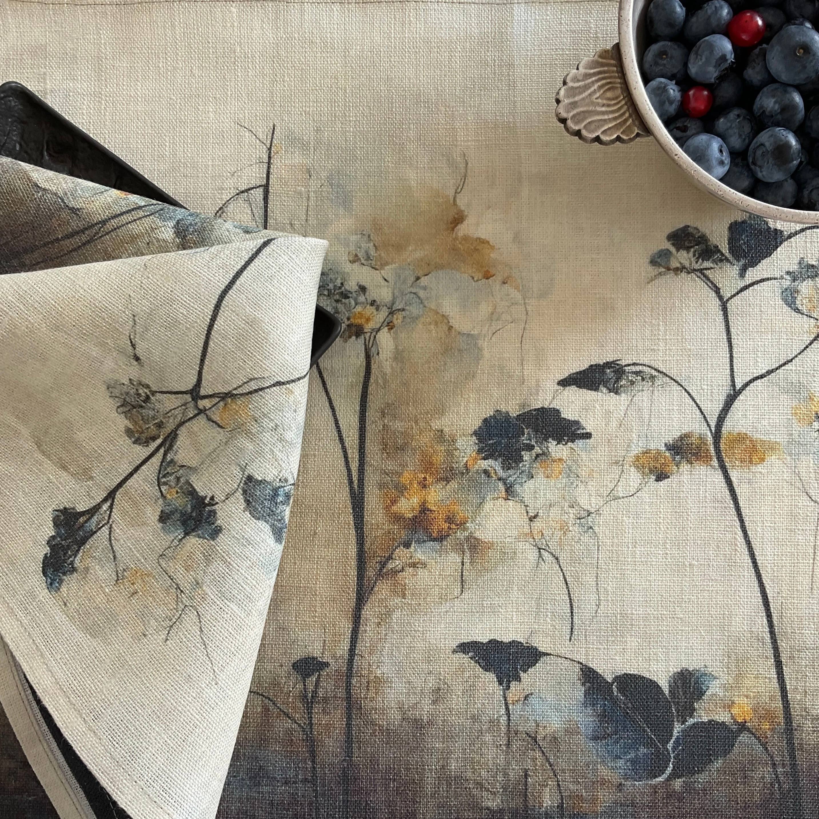 Suisse Maison de Lin - Wholesale Tea towel - Variety of Japandi Floral Linen Kitchen/Tea Towels with hook1