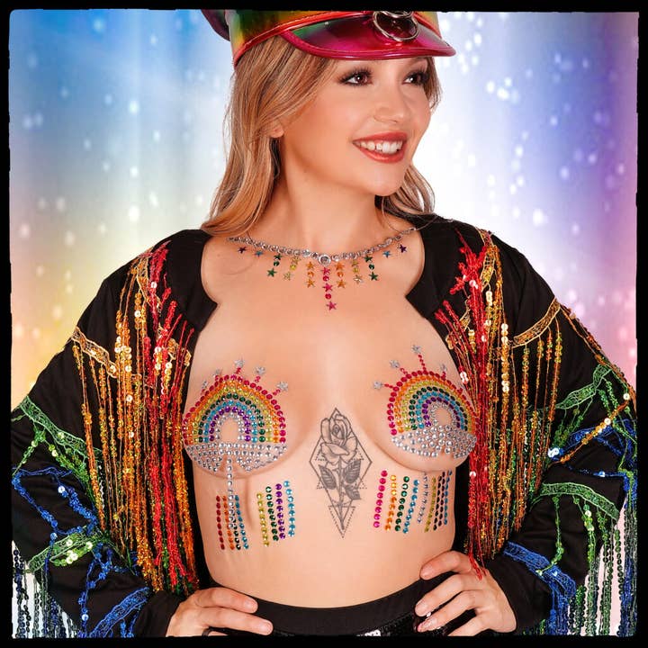 1113 - Body Gems, Pasties - Rainbow pour la vente par Western Fashion
