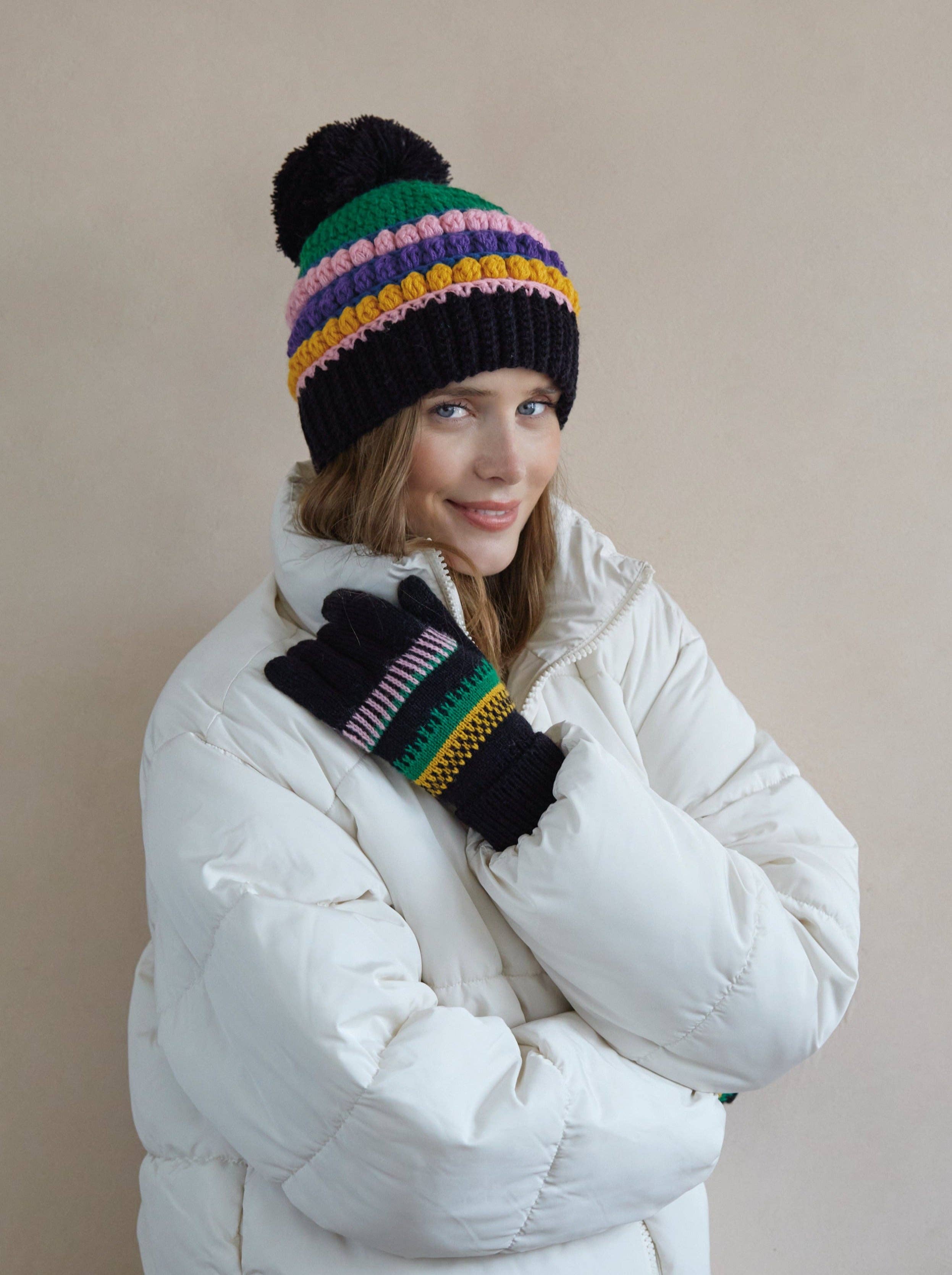 Shiraleah - Wholesale Gloves - Women's - VAUGHN WINTER KNIT TOUCHSCREEN GLOVES, BLACK2