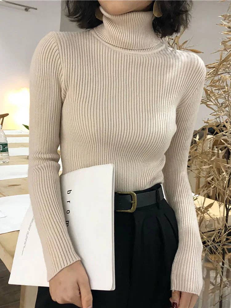 Blak Wardrob - Wholesale Knitted jumper – Women′s - Turtleneck Women Korean Sweater7