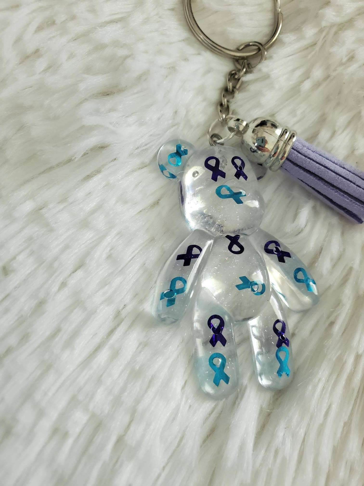 Tots And Tumblers Art - Wholesale Keychain - Women's - Suicide Awareness Ribbon Bear Keychain4