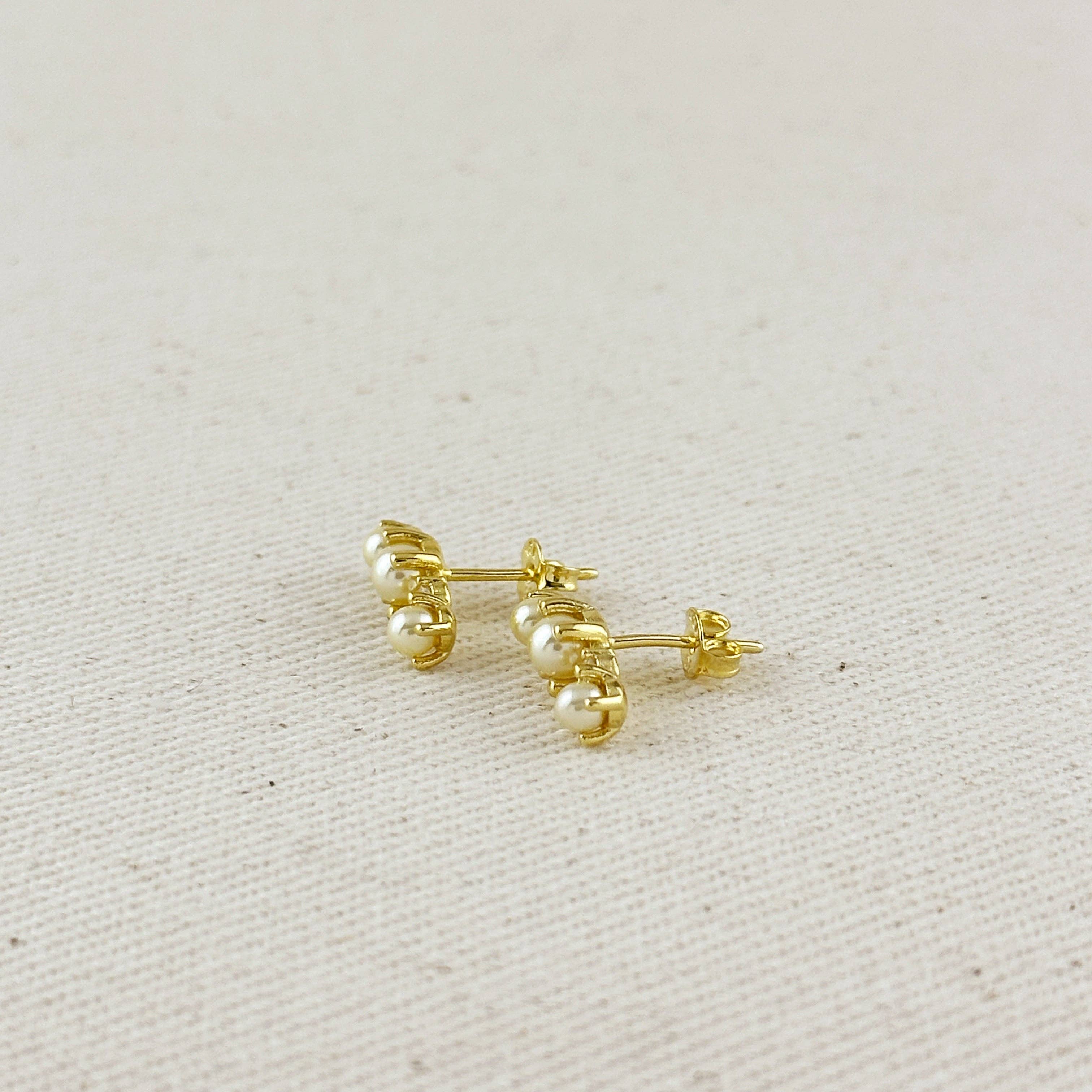 GoldFi - Vente Clous d'oreille - Boucles d'oreilles en perles et cristaux plaquées or 18 carats2