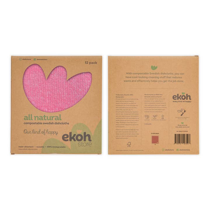 EKOH – wholesale Dishcloth – Swedish Dishcloths Reusable Pink 12 Pack Eco Dish Sponges4