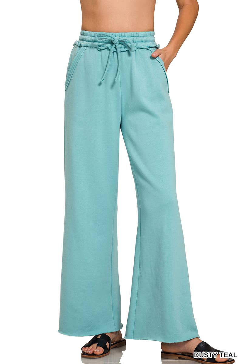 42POPS - Wholesale Pants - Women's - ,,.0904 Fleece Exposed Seam Wide Leg Sweatpants SI-2703314