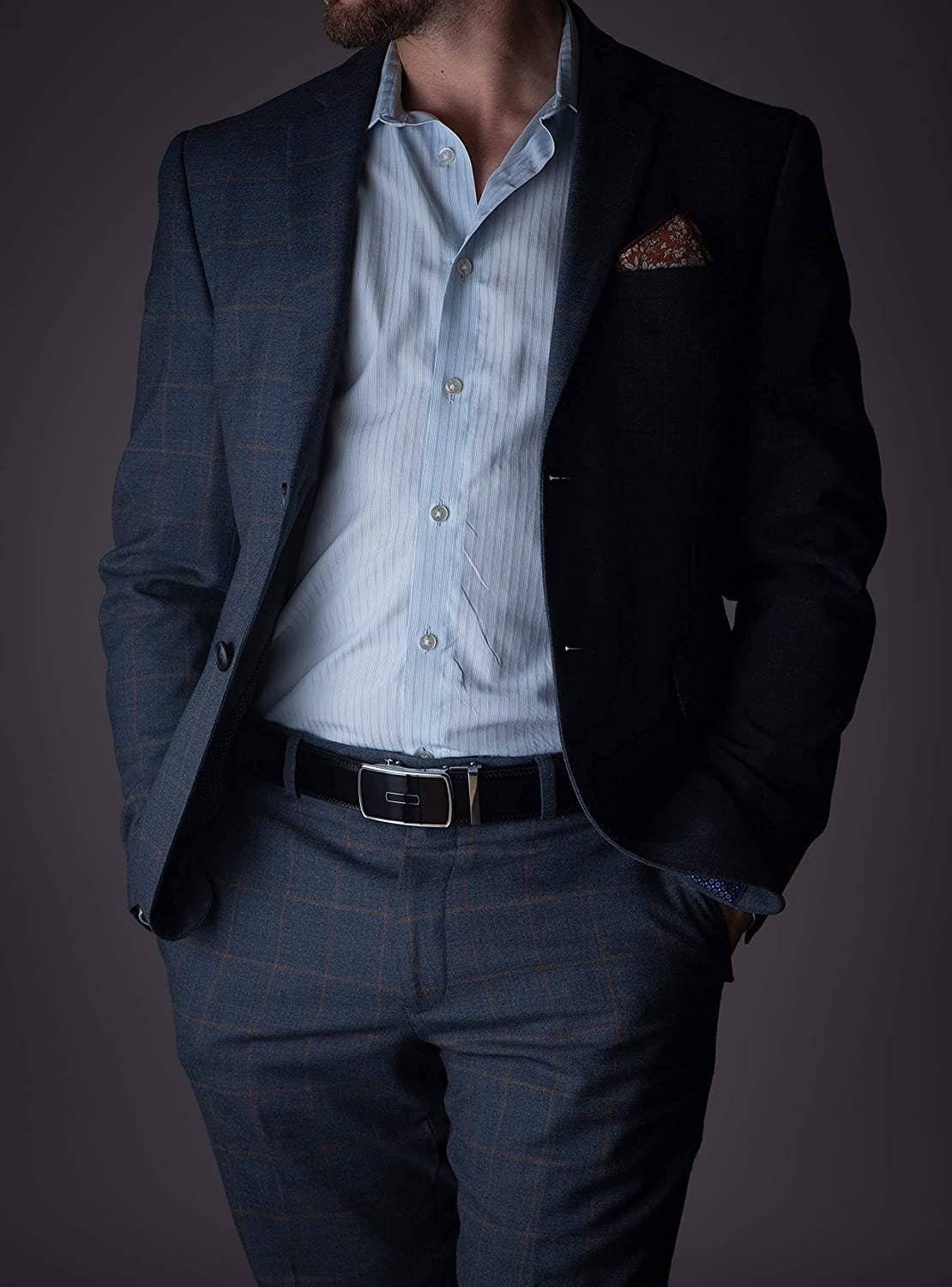 Roxoni - Wholesale Belt - Men's - Men’s Genuine Leather Ratchet Belt with Automatic Buckle30