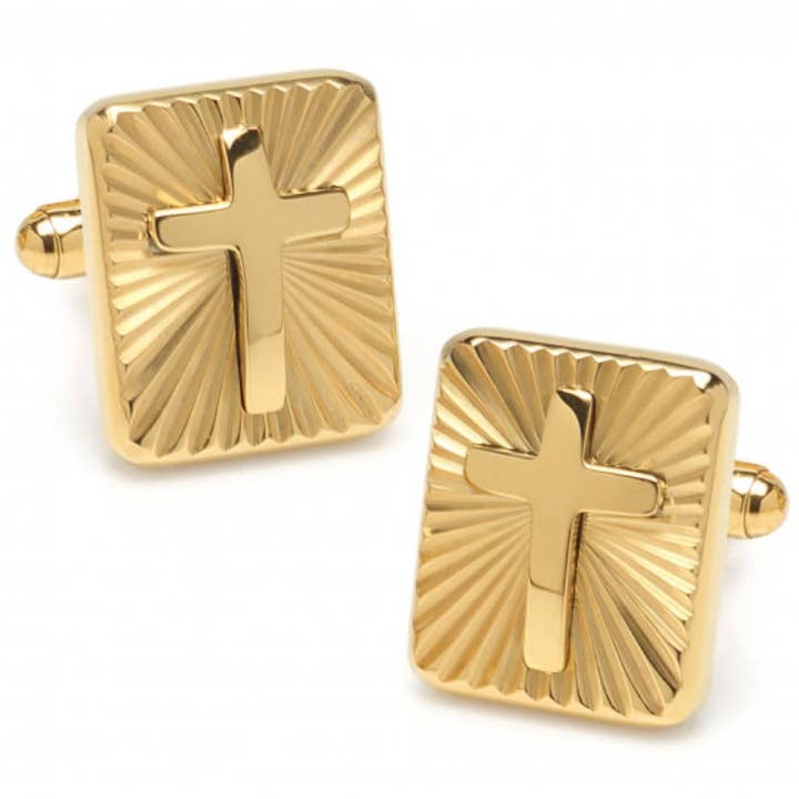 Radiant Cross Gold Stainless Steel Cufflinks for wholesale by NYMAN JEWELERS