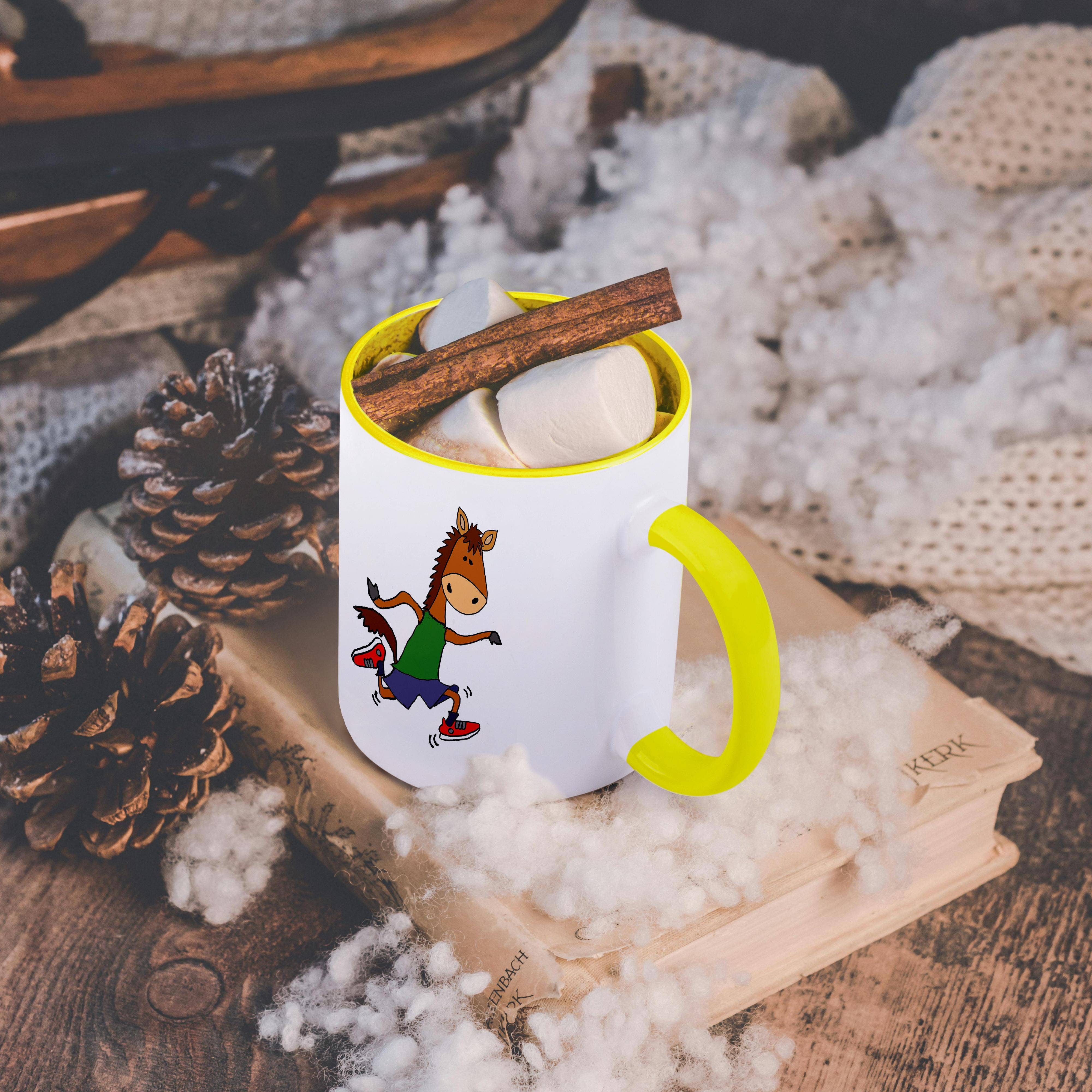 3dRose - Vente Tasse à café - 3dRose, Tasse avec dessin humoristique de cheval bai courant ou trottant5