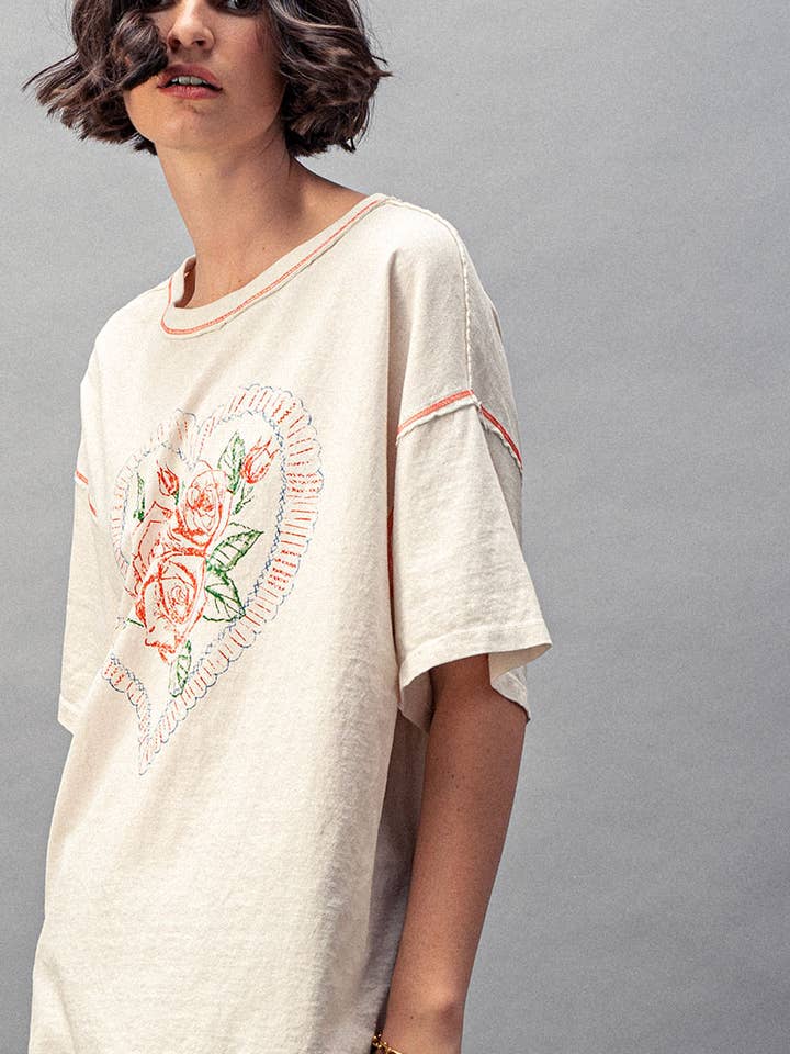 Fashion Week - Wholesale Screen Printed T-Shirt - Women's - Hearted Flower Bed Graphic Tee