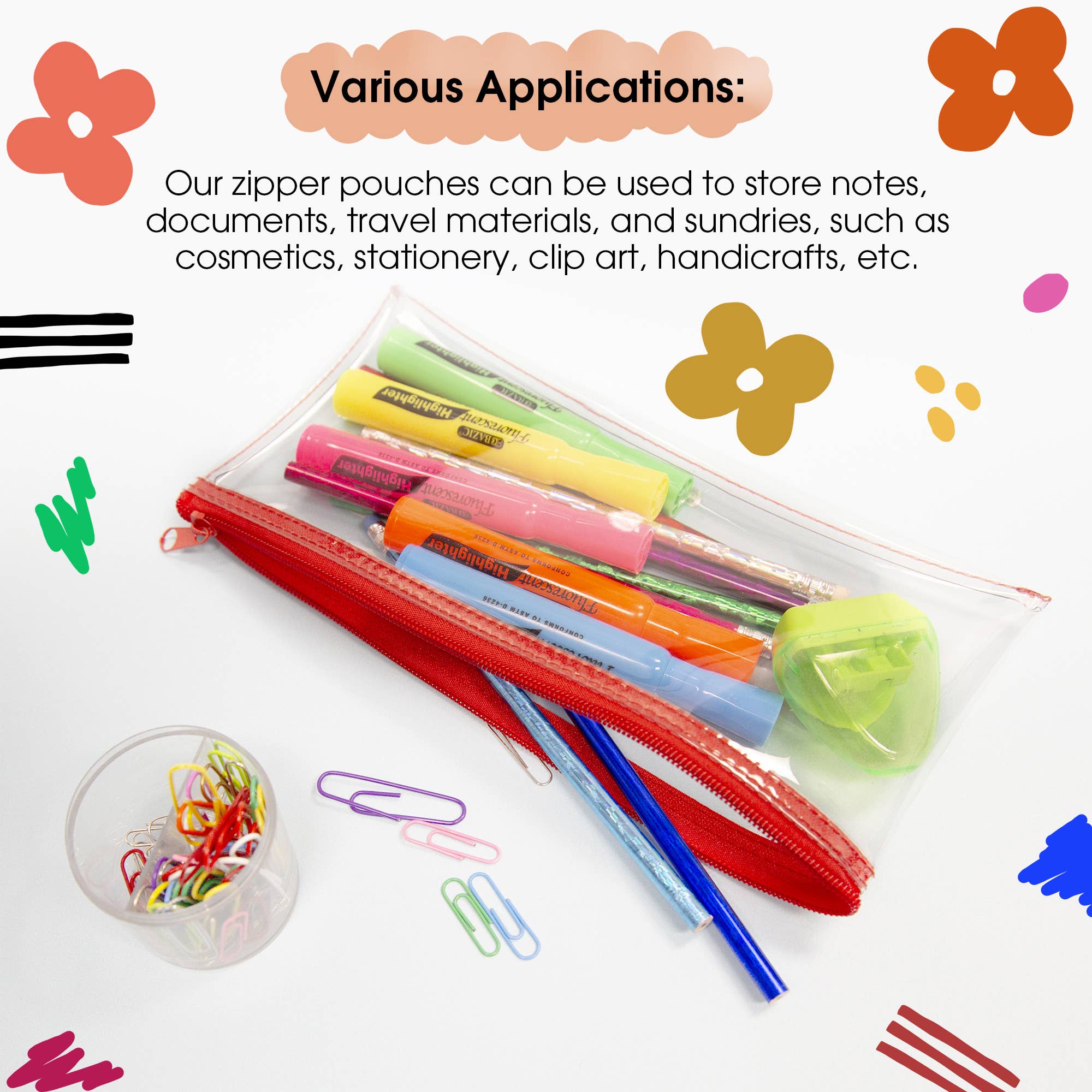 BAZIC Products - Wholesale Pencil Case/Pouch - Pencil Pouch Clear 11" x 5"3