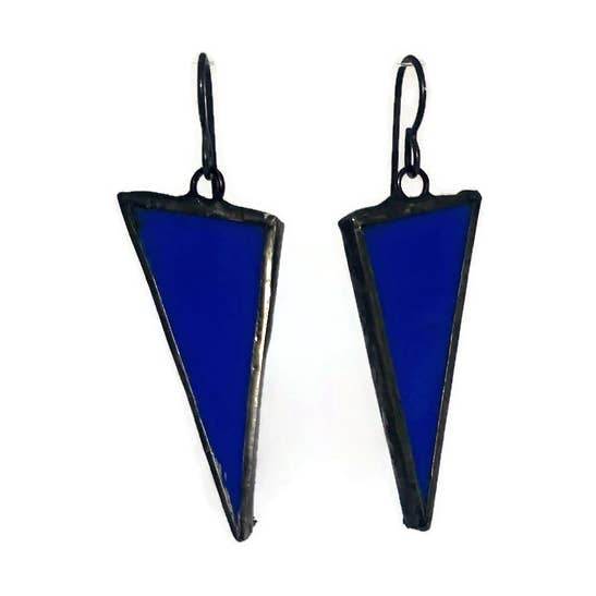 Stained Glass Triangle Earrings- Small Violet for wholesale by Citybitz