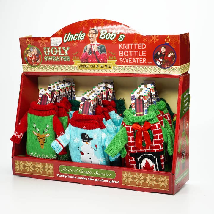 DM Merchandising - Venta al por mayor Bolsa de vino de regalo - Tío Bob - Suéteres de punto para botella de vino3