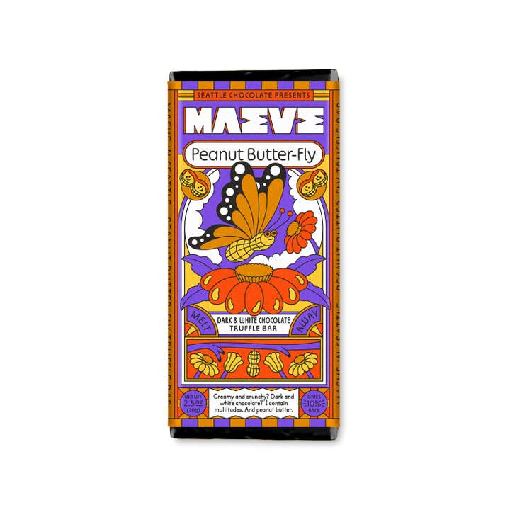 Seattle Chocolate Presents Maeve - Wholesale Chocolate Bar - Everyday Truffle Bar Shipper - 72ct