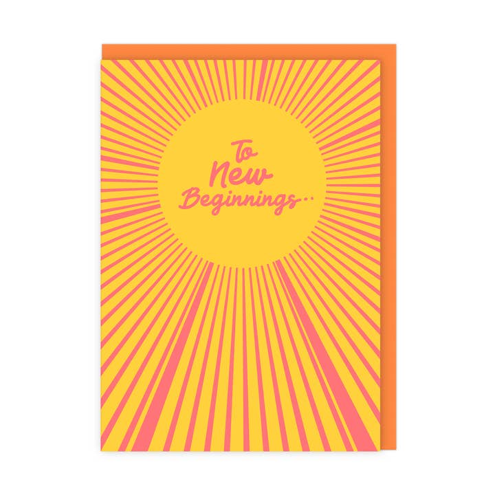 To New Beginnings | Bright Uplifting Celebration Card for wholesale by LoveLossDiscoballs