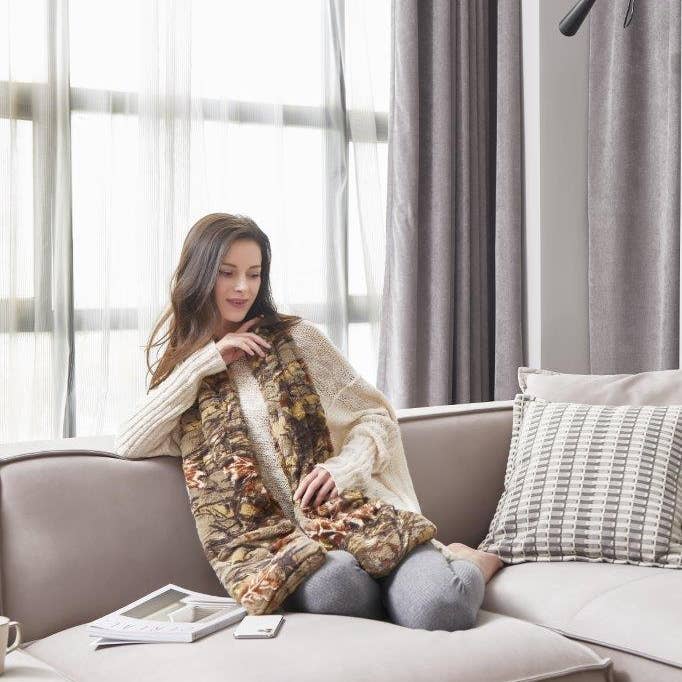 Duke Imports - Wholesale Scarf - Women's - "Woods - Natural" Faux Fur Pocket Scarf2