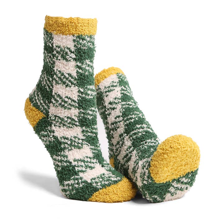 ASSORTED COLORS Luxury Soft Buffalo Check Mini Crew Winter Socks for wholesale on Faire5