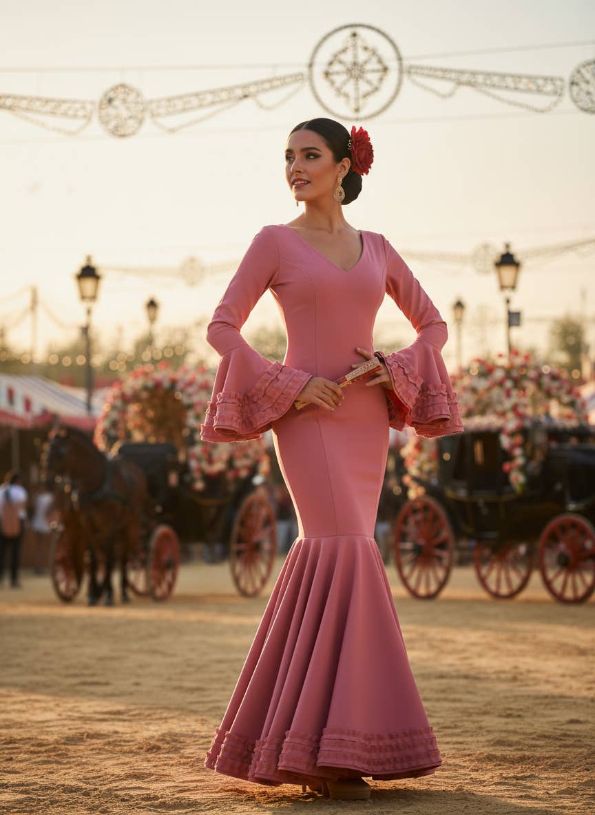 EMMA WU DESIGN X FLAMENCA 7815 MAUVE PINK FLAMENCO DRESS for wholesale on Faire