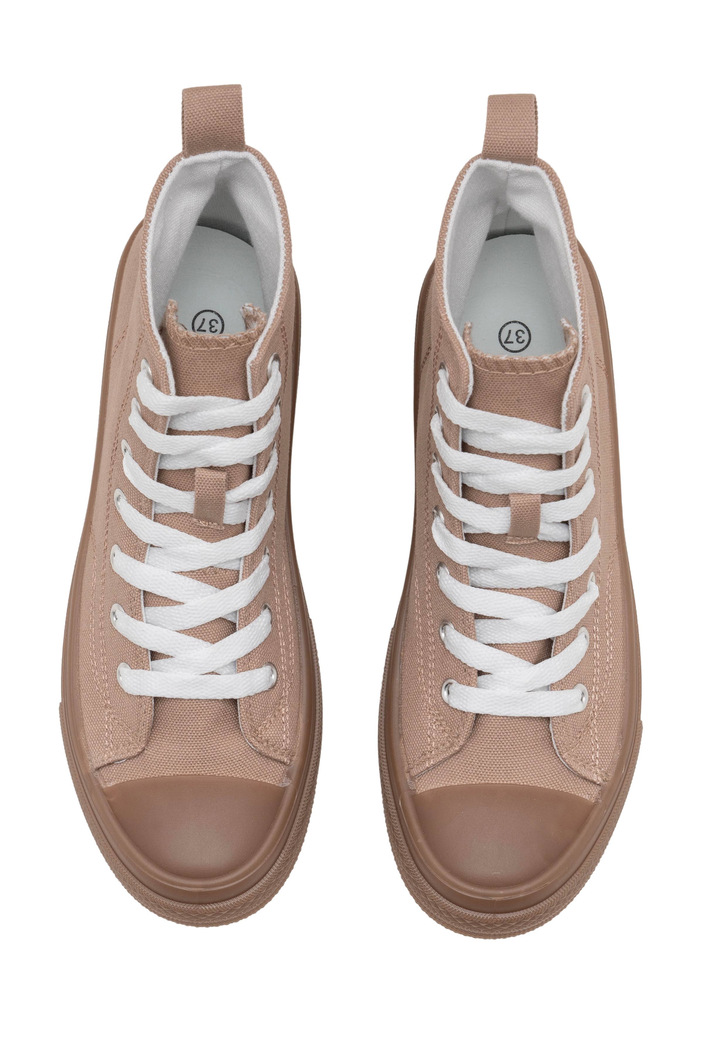 C'M PARIS - Wholesale Lifestyle Sneakers - Women's - Retro Style High-Top Canvas Sneakers 122210