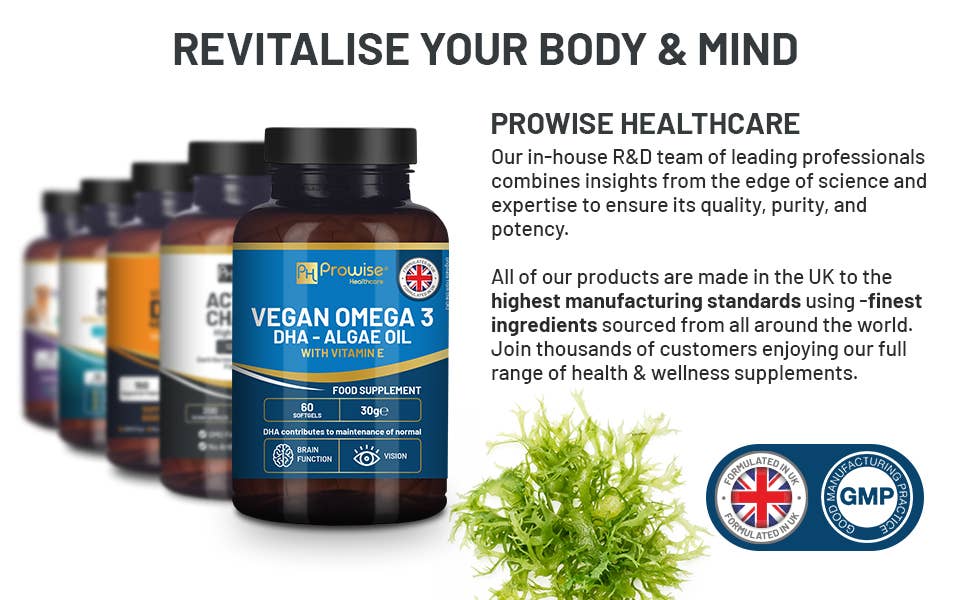 Prowise Healthcare - Wholesale Oral Supplement/Vitamin - Prowise Vegan Omega-3 DHA from Algae Oil | 60 Softgels with6