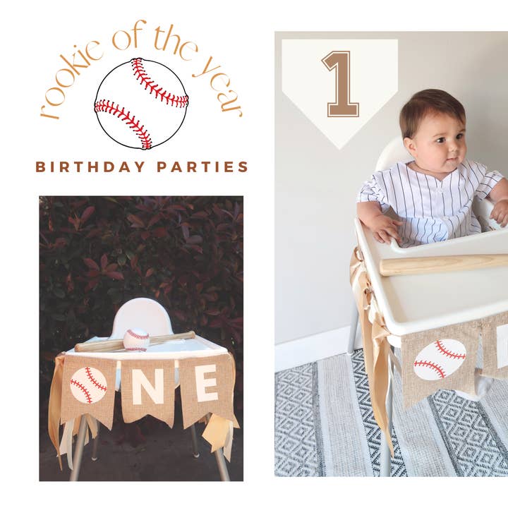 Lain & Lou – wholesale Party sign/banner – Baseball ONE First Birthday Banner Rookie of the Year Party2