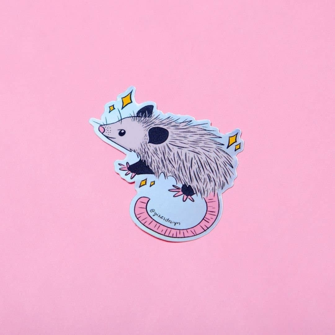 Yikes Design - Wholesale Sticker - Cute Opossum Holographic Vinyl Sticker2