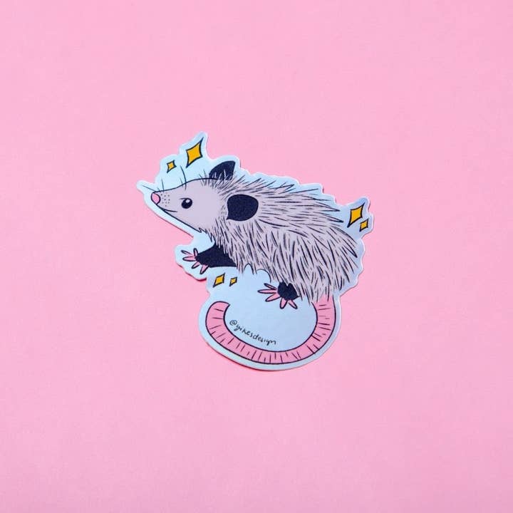 Yikes Design - Wholesale Sticker - Cute Opossum Holographic Vinyl Sticker2