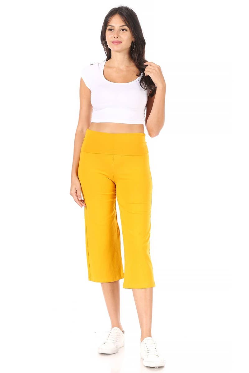 Mustard Women's Solid Color High Waist Cropped Pants for wholesale on Faire