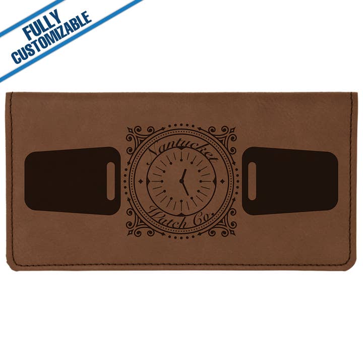 GiftWorksPlus - Wholesale Travel Wallet - Engraved Leatherette Checkbook Cover - Fully Customizable