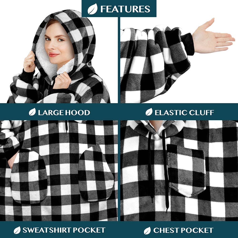 Pavilia - Wholesale Hoodie - Women's - Chest Pocket Sherpa Hoodie Blanket - Patch Pocket (Regular / Long)21