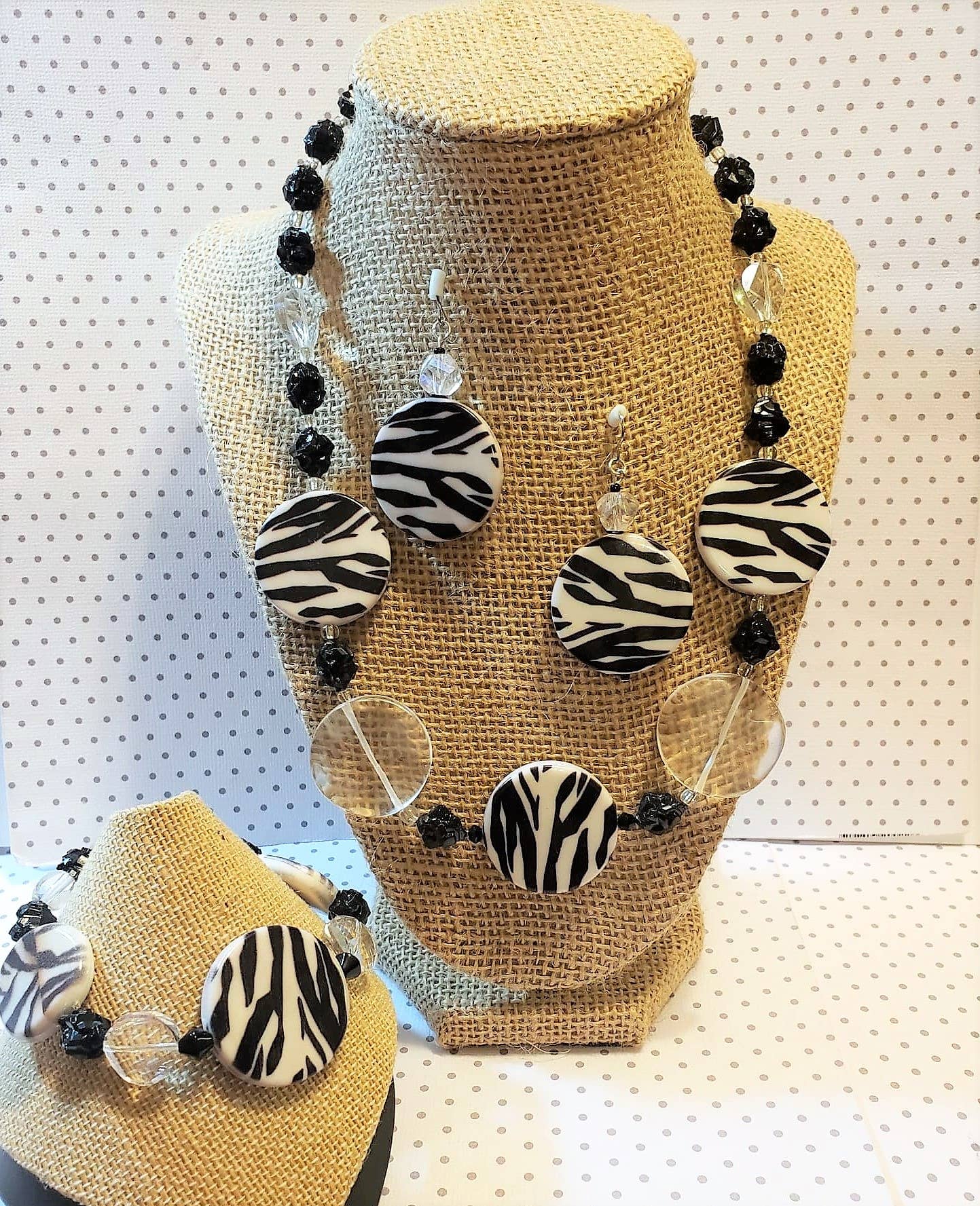 TarteLaine Designs - Wholesale Beaded/Pearl Necklace - Hand-beaded One of a Kind Animal Print Necklace sets0
